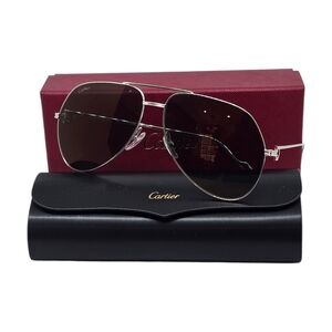 Cartier Silver Aviator Sunglasses with greenish lenses 100% authentic